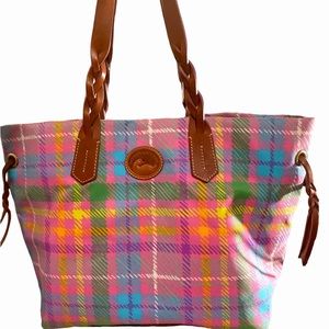 Dooney & Bourke Madras Shopper Handbag Multicolor Coated Cotton Tote